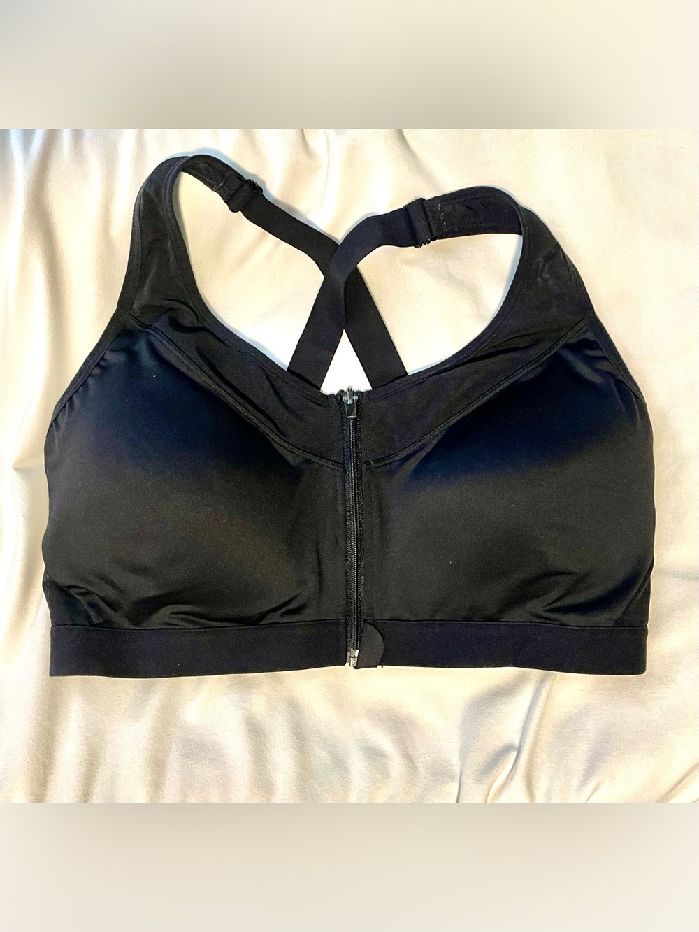 AVIA Zip~Front Sports Bra - Black - Wireless/Mesh/Running - Women’s Size XXL